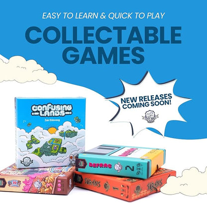 Confusing Lands | Whimsical Themed Travel Size Board Game You Can Play Anywhere | Strategic Card Placement Game | Solo Board Game | 1-2 Players, Ages 12+ | Easy to Learn and Play | Tiny Game Series
