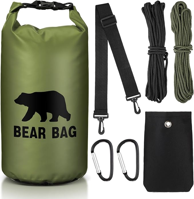 1 Set Bear Food Bag for Camping Ultralight Food Hanging System Includes Waterproof Bear Bag, Nylon Ropes, Hooks for Camping Backpacking