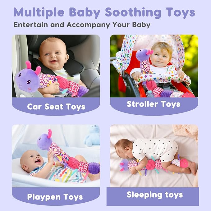 Baby Girl Toys 0-3-6 Months Musical Stuffed Animals Plush Caterpillar Toy with Crinkle Rattles Tummy Time Sensory Learning Toys for Infants 6-9-12 Months Newborn Girls Boys Christmas Shower Gifts
