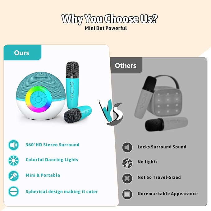 Karaoke Microphone Machine Toys for Kids Adults, Mini Portable Bluetooth Speaker with 2 Wireless Mics, Christmas Birthday Gifts for Boys Girls Ages 3 4 5 6 7 8 9 10 11 12+ Year (Green)