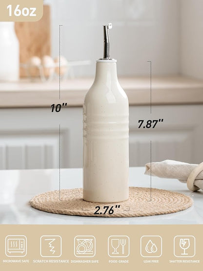 famiware Jupiter 16oz Ceramic Olive Oil Dispenser Bottle, 1 Piece Oil Dispenser