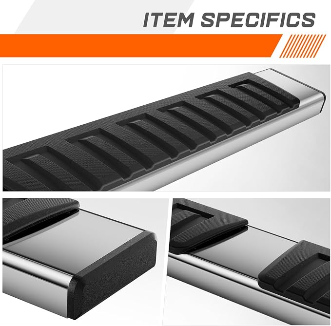 PM PERFORMOTOR 6.7" Running Boards Stainless Steel Side Steps Nerf Bars Compatible with 07-19 Chevy Silverado/GMC Sierra Extended Cab [Pair]