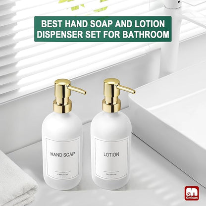 GMISUN White Soap Dispenser, 2 Pack Glass Hand Soap Dispensers Bathroom