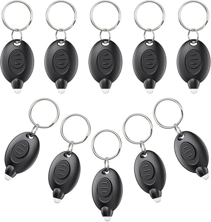 Uniclife 10 Pack LED Keychain Flashlight Mini LED Keychain Light 12 Lumen Portable Ultra Bright Battery Powered Key Ring Torch for Outdoor Camping Hiking and Emergency Lighting, Black Shell