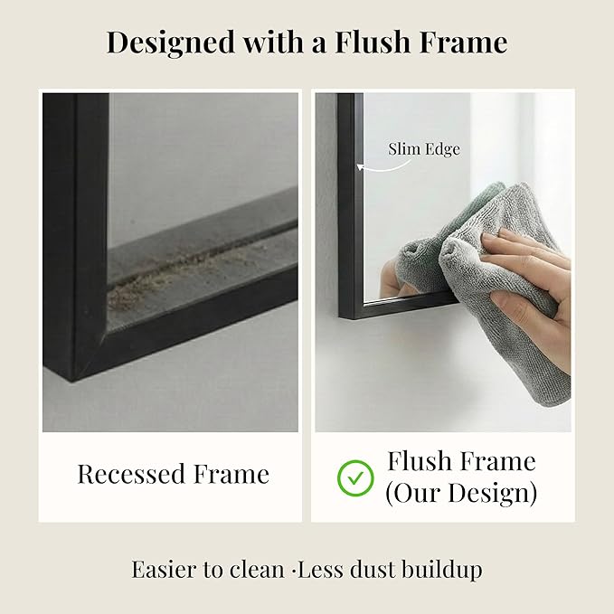 40"x30" Black Bathroom Mirror for Wall, Metal Framed Vanity Mirror Over Sink
