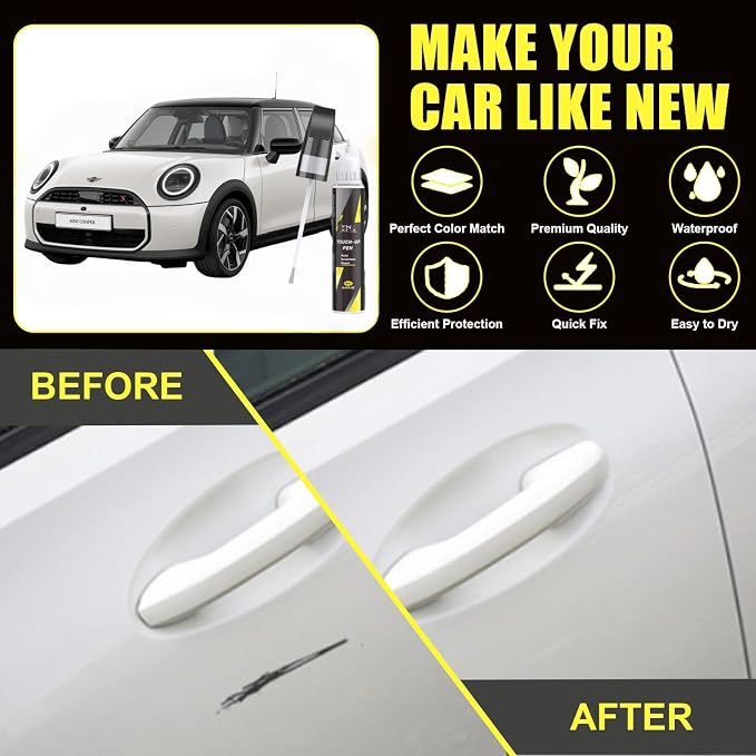 XNA Melting Silver III Metallic(C6B) for MINI Touch Up Paint, 2 in 1 Car Scratch Remover with Pen Tip and Brush, Exact Color-Matched for Car Paint Scratch Repair, Quick & Easy Fix Chips and Nicks