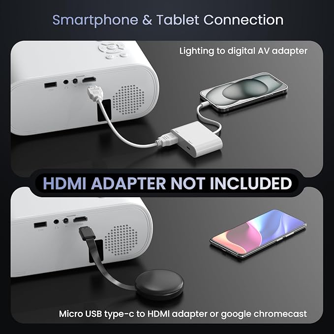 HOMPOW Projector, Native 1080P Full HD Bluetooth Projector