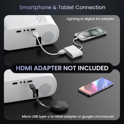 HOMPOW Projector, Native 1080P Full HD Bluetooth Projector