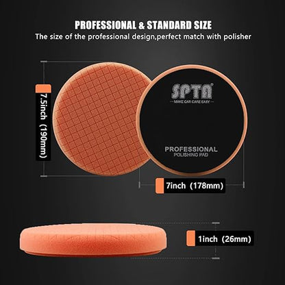 Buffing Polishing Pads, SPTA 5Pcs 7.5 Inch Face for 7 Inch 180mm Backing Plate Mix Cutting Force Buffing Pads Cutting Polishing Pad Kit for Car Buffer Polisher Compounding,Polishing, Waxing-SPTA0010