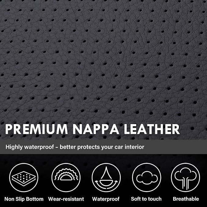 Coverado Silverado Seat Covers Full Set, Faux Leather Car Seat Covers Fit for Chevy Silverado GMC Sierra 2007-2013 & 2019-2026 1500, 2020-2026 2500HD 3500HD Crew Double Extended Cab(Blueline)