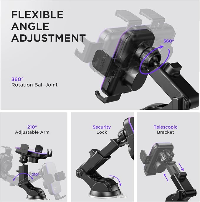 Wireless Car Charger,【7 Colored RGB Backlit】 Mosurr 15W Auto Clamping Phone Holders for Your car fit for iPhone 16 15 14 Mini Pro Max, Samsung Galaxy S25 Ultra S24 S23+, etc, Fathers Day for Gifts