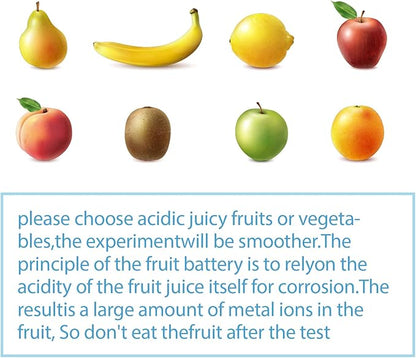 Sntieecr Fruit Battery Science Experiment Kit with Instruction, Potato Science Educational Kit for School Sciences Project, Kids DIY STEM Lab Experiments