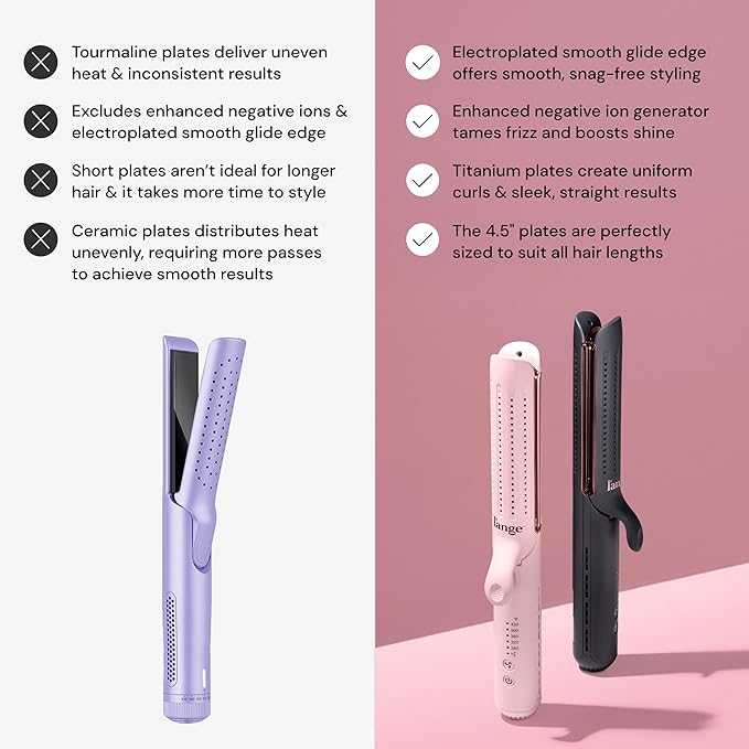 L'ANGE HAIR Le Duo Edge 360° Airflow Titanium Styler Blush | 2-in-1 Flat Iron