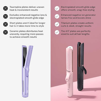 L'ANGE HAIR Le Duo Edge 360° Airflow Titanium Styler Blush | 2-in-1 Flat Iron