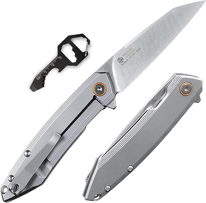 Ruike P831 Folding Tactical Knife with Clip Survival Pocket Knife Tactical EDC Tool Liner Lock 14C28N Steel Camping Knives 3.35inch Small Utility Knife Men Women Blet plus small Multi tool Key