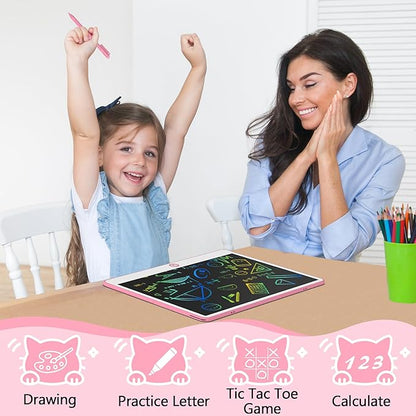 Hockvill LCD Writing Tablet for Kids 16 Inch, Toys for Girls Boys Drawing Pad for 3 4 5 6 7 Year Old Kids Toys, Easter Basket Stuffer for Kids, Toddler Doodle Board Travel Essentials - Pink