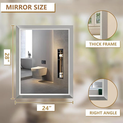 SMIROR Brushed Silver Bathroom Mirror