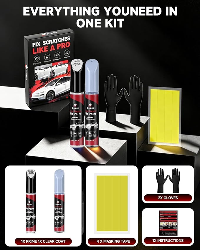 Bright White PW7/GW7 for Jeep Touch Up Paint Kit[2K Clear Coat Included],Exact Color Match Touch Up Paint for Chip and Scratch Repair