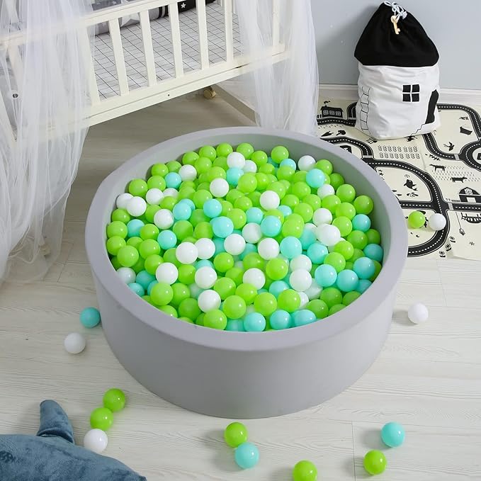 GOGOSO Ball Pit Balls for Toddlers, Green Balls for Ball Pool Birhtday Party Girls Kids with Storage Bag, 2.17inches 100pcs