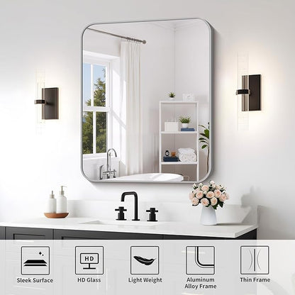 FORBATH 30x36 Inch Silver Bathroom Mirror