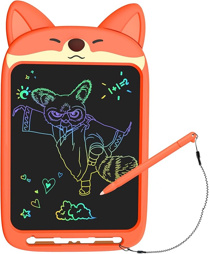 LCD Writing Tablet 10 Inch, Doodle Board Toy, Cute Fox Drawing Pad for Kids Ages 2-6 - Educational Gift for Christmas & Birthday (Fox)