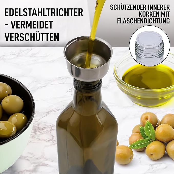 Zulay Kitchen Olive Oil Dispenser Bottle – 17oz Glass Oil Container