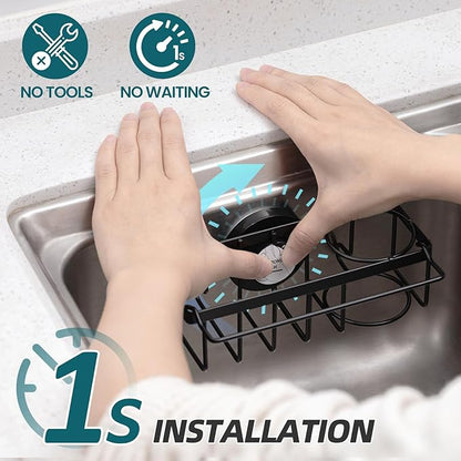 TAILI 4-in-1 Sink Caddy with Strong Suction Cup, Sponge Holder