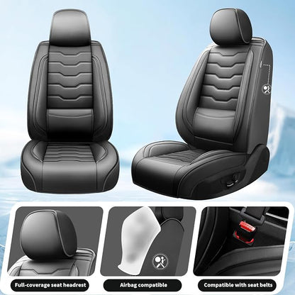 Fit Renegade Car Seat Covers for Jeep Renegade 2015-2024 -Full Set Premium Leather, Waterproof & Breathable，All-Weather Seat Cushion Protecto & Airbag Compatible, 5 Seats Black