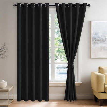 JIUZHEN Black Blackout Curtains