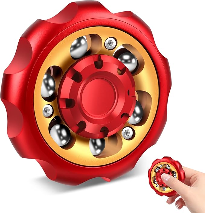 Metal Precision Fidget Spinner - Anxiety Rotator & Restless Fidget Toy, Stress-Relief Tool for Adults & Kids (red)