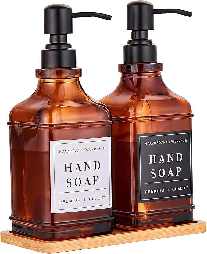 Amber Glass Soap Dispenser