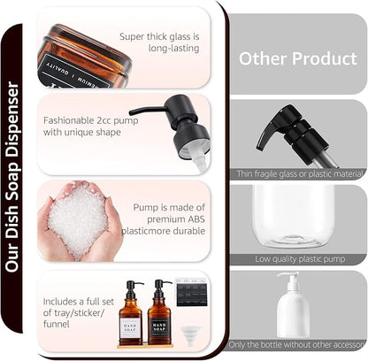 Amber Glass Soap Dispenser