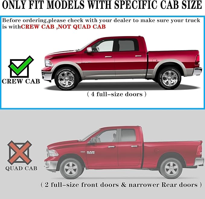 COMNOVA Running Boards Compatible with 2019-2026 Ram 1500 Crew Cab (excl. Classic/2500/3500), 6 Inch Carbon Steel Black Truck Side Step, Nerf Bars Steps for Ram 1500 Crew Cab.