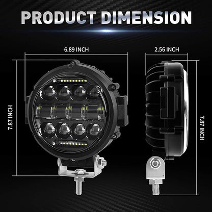 Round LED Work Light, 60W Flood Spot Combo Beam LED Light Bar with Daytime Running Light, 4PCS Off Road Driving Lights for Truck Pickup SUV ATV UTV