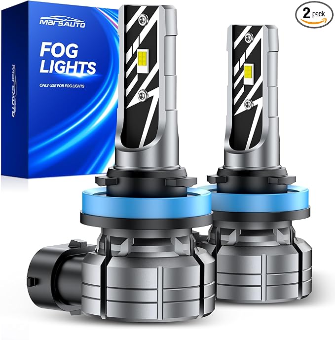 Marsauto H11/H8 LED Fog Light Bulb, 30,000LM 800% Brightness, H11 H16 H8 LED Bulb Fog Lights, 6500K Cool White Non-Polarity, For DRL Use, Tire Light Assemblies (Pack of 2)