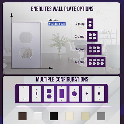 ENERLITES Elite Series Duplex Outlet Receptacle Cover, Screwless Wall Plate