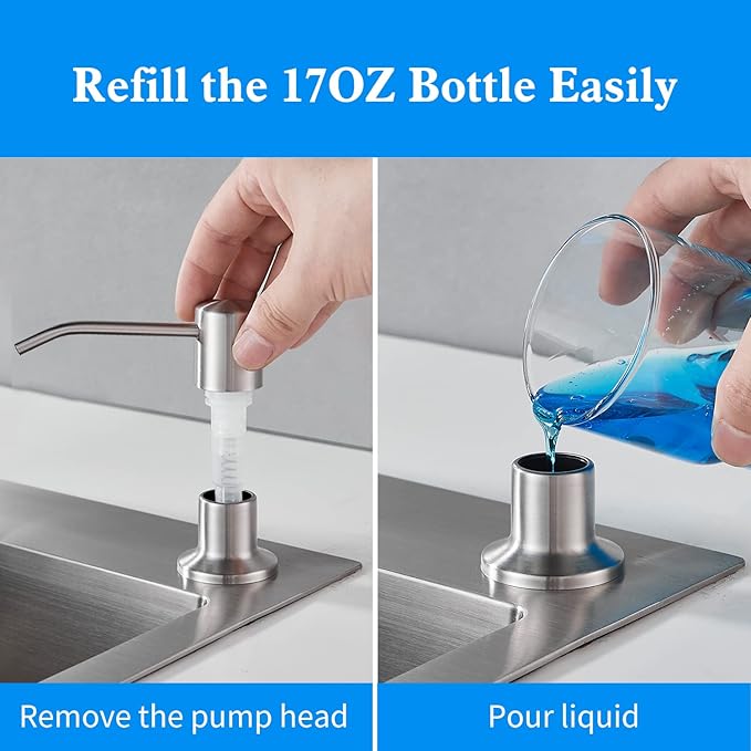 Built in Soap Dispenser for Kitchen Sink, Brushed Nickel Stainless Steel
