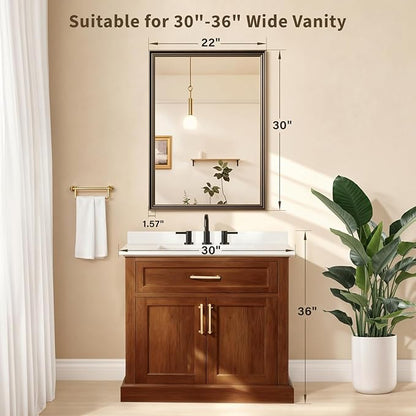 Retro Copper Effect Framed Wall Mirror, 22x30 Rectangle Mirror,