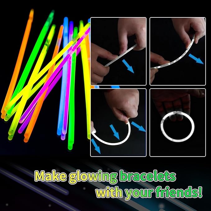 150 Pack 8??White Glow Sticks Bulk with 150 Connectors Neon Glow In The Dark Party favors Supplies for Holiday Birthday Party Decoration (White)