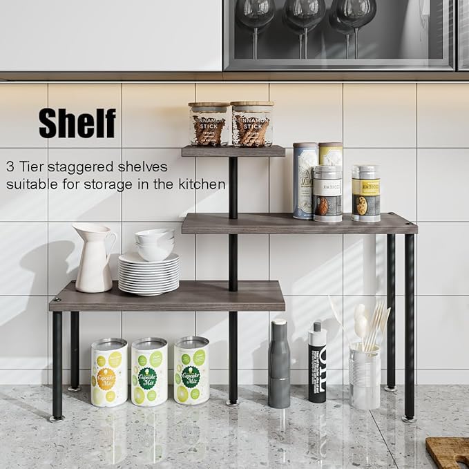 Countertop Organizer Organization 3 Tier Kitchen Corner Shelves Adjustable