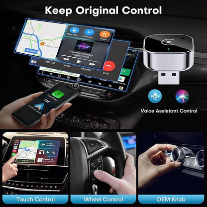 Wireless CarPlay and Android Auto Adapter for Bentley Flying Spur 2020-2025- Mini Plug and Play Converter for Stable Connection
