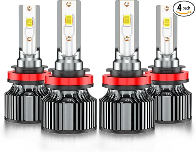Compatible for Chevy Malibu High and Low Beams 2004 2005 2006 2007 2008 2009 2010 2011 2012, 6500K White Powersports Light Bulbs, Plug-n-Play, for Off-Road Use, Pack of 4