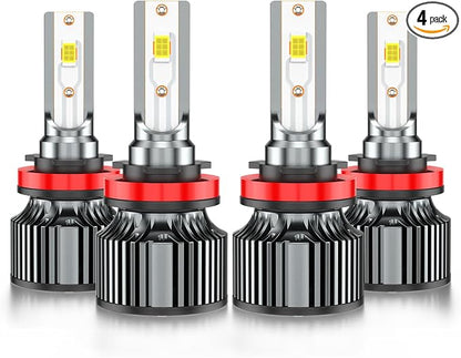 Compatible for Chevy Malibu High and Low Beams 2004 2005 2006 2007 2008 2009 2010 2011 2012, 6500K White Powersports Light Bulbs, Plug-n-Play, for Off-Road Use, Pack of 4