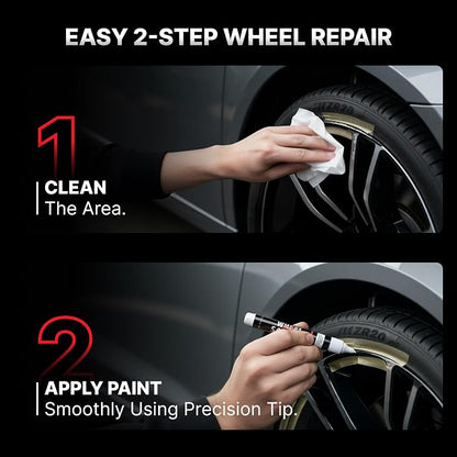 Wheel Scratch Fix® Grey Magic Car Scratch Remover Pen - Alloy Wheel Touch Up Paint Pen for Cars, Curb Rash Removal with Fast-Drying & Long-Lasting OEM Finish, Vehicles Rim Repair Paint for Chip (Anthracite (Pen Only))