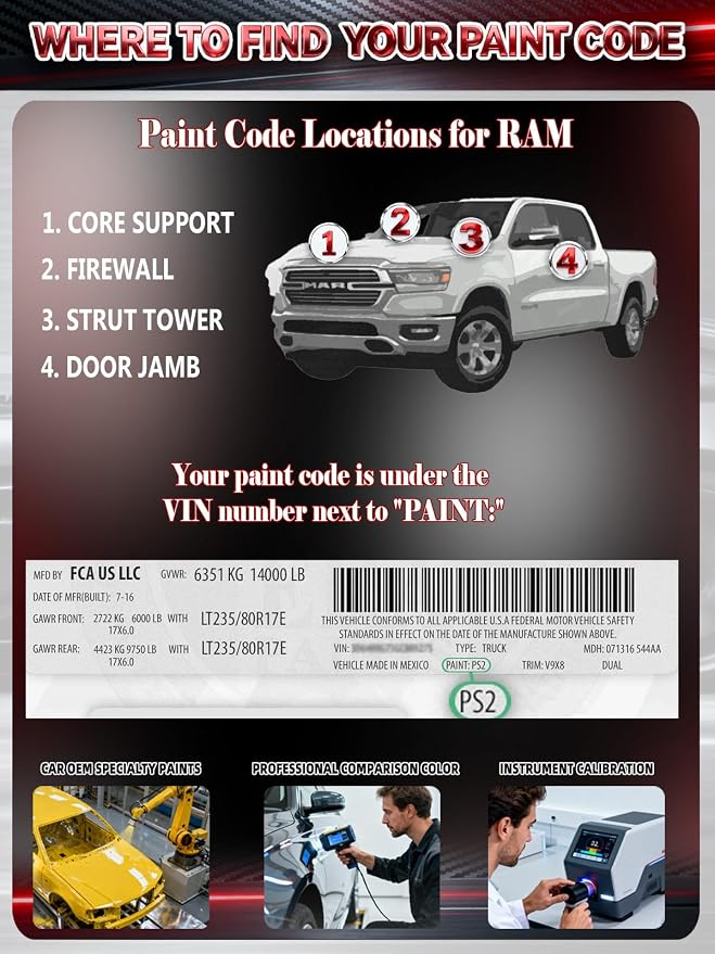 Granite Crystal Metallic(PAU/LAU) Car Touch Up Paint for Ram, Color Accurate Two-In-One Car Paint Scratch Repair Pen, Professional Scratch Remover for Vehicles Chips and Nicks Scuff