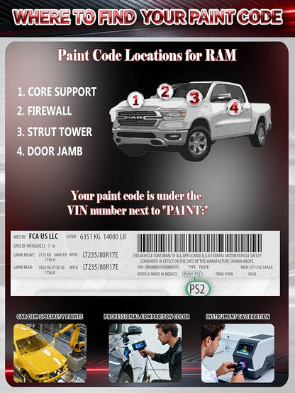 Granite Crystal Metallic(PAU/LAU) Car Touch Up Paint for Ram, Color Accurate Two-In-One Car Paint Scratch Repair Pen, Professional Scratch Remover for Vehicles Chips and Nicks Scuff