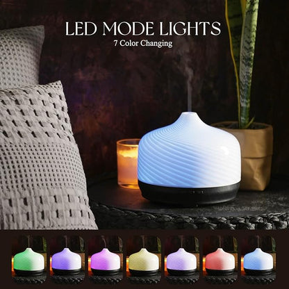 Porseme 500ml Glass Essential Oil Diffuser Aromatherapy Ultrasonic Cool Mist