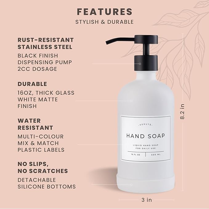 Hand and Dish Soap Dispenser for Kitchen and Bathroom, Stainless Steel Pumps