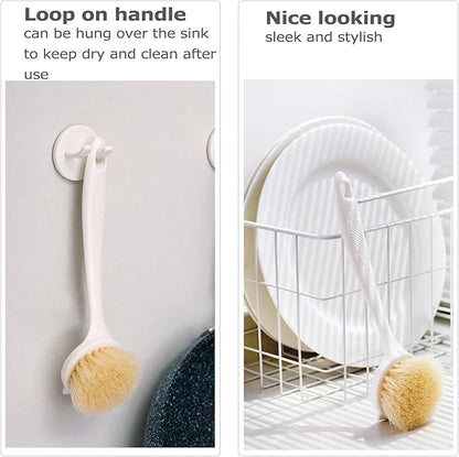 Facjoleco Dish Brush with Handle, Pot Brush, 2 Pack Kitchen Scrub Brushes