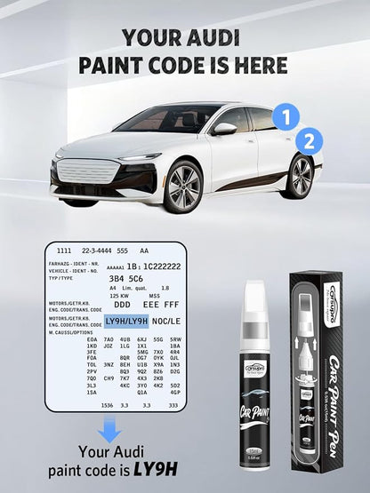 Brilliant Black(LY9B) for Audi Touch Up Paint Pen, 2 in 1 Car Scratch Remover with Pen Tip and Brush, Precise Color Match for Car Paint Scratch Repair, Quickly and Easily Fix Chips and Nicks